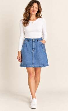 Vintage 90's GAP Denim A-Line Skirt Size 8 High Waist Side Button cotton